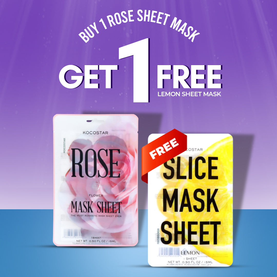 Slice mask bundle 6 ( buy 1 Kocostar Slice Mask Rose Flower and Get Kocostar Slice Mask Lemon Free )