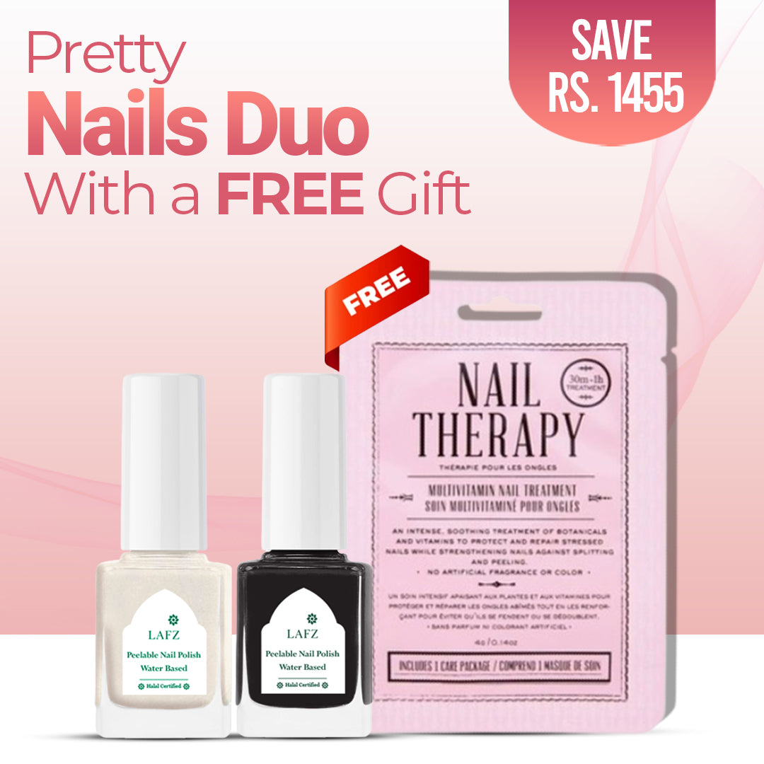 Pretty Nails Bundle 3 - Halal Peelable Nail Polish 305 Black Raven - Halal Peelable Nail Polish 306 Frosted Pearl -  Kocostar Nail Therapy