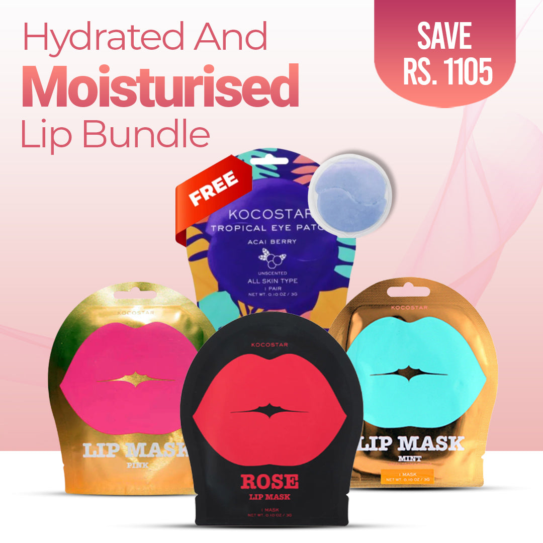 The Classy Lips Bundle - Kocostar Mint Lip Mask - Kocostar Pink Lip Mask - Kocostar Rose Lip Mask - Kocostar Tropical Eye Patch Acai Berry ( Free )