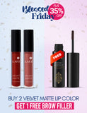 Rakanaa Blessed Friday Bundle ( Velvet Lip Color Ruby Twilight - Velvet Lip Color Spice Ginger - Eyebrow Filler Powder )