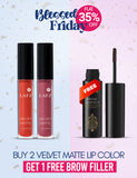 Rakanaa Blessed Friday Bundle ( Velvet Lip Color Coral Rush - Velvet Lip Color Wild Berry - Eyebrow Filler Powder )